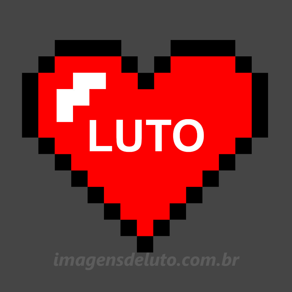 Imagem de Luto com coração vermelho em pixels e a palavra dentro – Luto Gamer